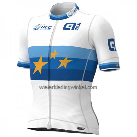 Wielershirt 2022 Groupama FDJ Europees Kampioenschap Wit Blauw